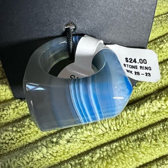 Stone ring size 7 blue grey tones - Picture 3 of 7